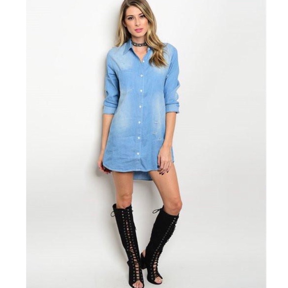 Distressed Shirt Dress